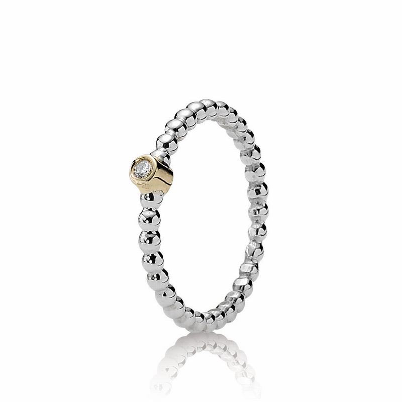 Pandora Evening Star Diamond Stackable Ring Ireland - Two Tone/Diamond H/Vs - 240385NRQ